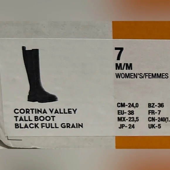 NEW NIB Timberland Women Sz 7 black Full Grain Leather Cortina Valley Tall Boot
